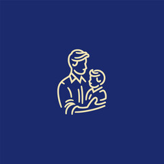 Father and child logo in minimalist line art style.
