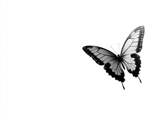 Fototapeta premium Elegant butterfly in flight against a plain background