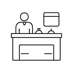 reception desk icon, reception desk line art - simple line art of reception desk, perfect for reception desk logos and icons