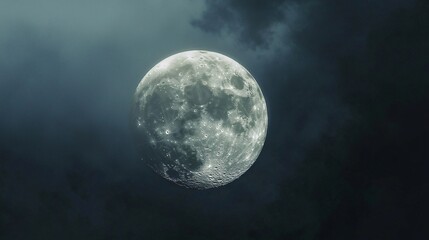 Obraz premium Glowing moon in a clear sky creating a serene and dreamy atmosphere perfect for nighttime reflection and contemplation under the stars