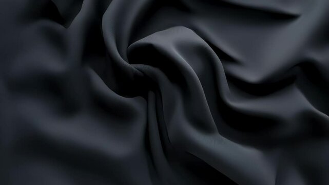 Delicate waves of black fabric create a mesmerizing display of texture and movement, inviting viewers to appreciate the beauty of materiality and craftsmanship in a tranquil atmosphere.