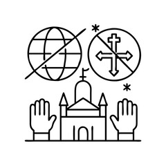 religious freedom icon, religious freedom line art - simple line art of religious freedom, perfect for religious freedom logos and icons