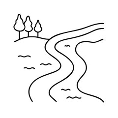 river icon, river line art - simple line art of river, perfect for river logos and icons
