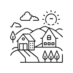 rural development icon, rural development line art - simple line art of rural development, perfect for rural development logos and icons