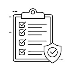 safety checklist icon, safety checklist line art - simple line art of safety checklist, perfect for safety checklist logos and icons