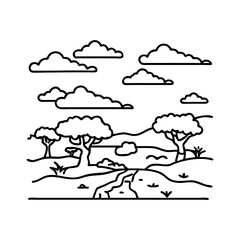 savannah icon, savannah line art - simple line art of savannah, perfect for savannah logos and icons