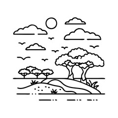 savannah icon, savannah line art - simple line art of savannah, perfect for savannah logos and icons