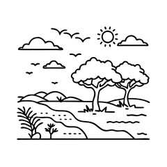 savannah icon, savannah line art - simple line art of savannah, perfect for savannah logos and icons