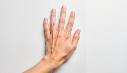Close-up of pale hand showing veins against white background, health concept