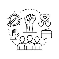 social justice icon, social justice line art - simple line art of social justice, perfect for social justice logos and icons