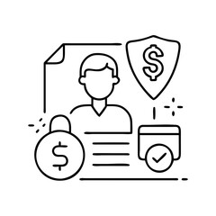 social security icon, social security line art - simple line art of social security, perfect for social security logos and icons