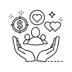 social welfare icon, social welfare line art - simple line art of social welfare, perfect for social welfare logos and icons