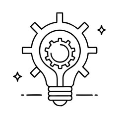 solution lightbulb icon, solution lightbulb line art - simple line art of solution lightbulb, perfect for solution lightbulb logos and icons