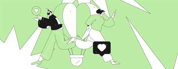 Happy Valentine's Day flat character vector concept business hand drawn illustration
