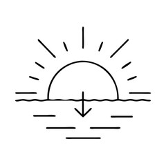 sunset icon, sunset line art - simple line art of sunset, perfect for sunset logos and icons
