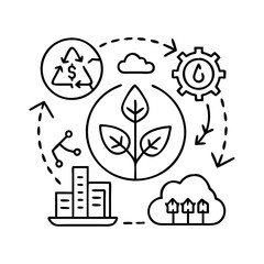 sustainable development icon, sustainable development line art - simple line art of sustainable development, perfect for sustainable development logos and icons