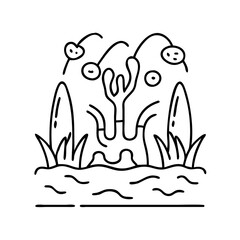 swamp icon, swamp line art - simple line art of swamp, perfect for swamp logos and icons