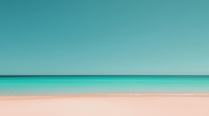 Fototapeta premium Calm ocean and sky meeting serene sandy shorelines perfectly