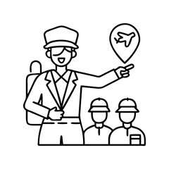 tour guide icon, tour guide line art - simple line art of tour guide, perfect for tour guide logos and icons