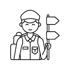 tour guide icon, tour guide line art - simple line art of tour guide, perfect for tour guide logos and icons