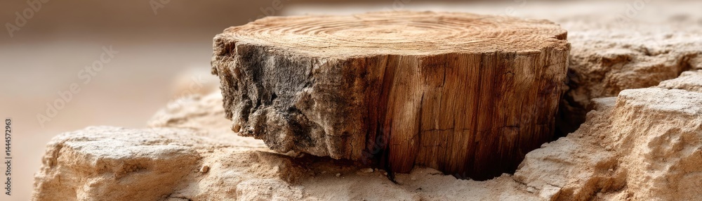 Aufkleber tree stump representing environmental damage and forest decline concept. close-up view of a textured
