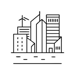 Naklejka premium urban development icon, urban development line art - simple line art of urban development, perfect for urban development logos and icons