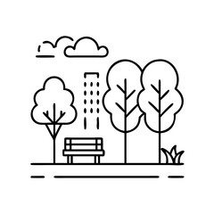 urban park icon, urban park line art - simple line art of urban park, perfect for urban park logos and icons
