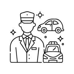 valet service icon, valet service line art - simple line art of valet service, perfect for valet service logos and icons