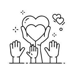 Obraz premium volunteering icon, volunteering line art - simple line art of volunteering, perfect for volunteering logos and icons