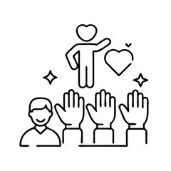 volunteering icon, volunteering line art - simple line art of volunteering, perfect for volunteering logos and icons