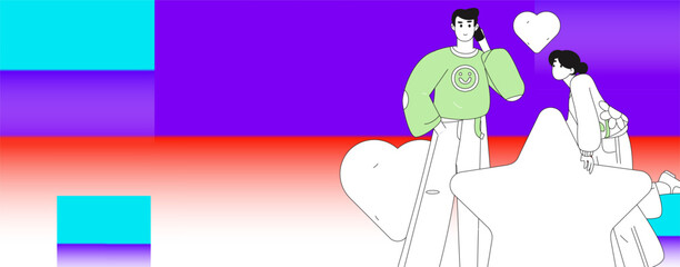 Happy Valentine's Day flat character vector concept business hand drawn illustration
