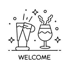 welcome drink icon, welcome drink line art - simple line art of welcome drink, perfect for welcome drink logos and icons