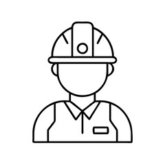 worker with helmet icon, worker with helmet line art - simple line art of worker with helmet, perfect for worker with helmet logos and icons