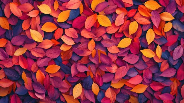 Colorful autumn leaves create a vibrant fall scene.