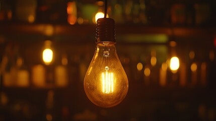 A glowing lightbulb illuminating the dark background with warmth