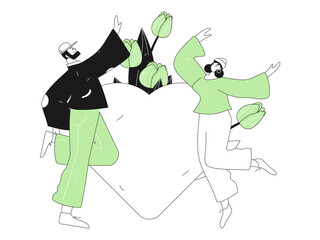 Happy Valentine's Day flat character vector concept business hand drawn illustration
