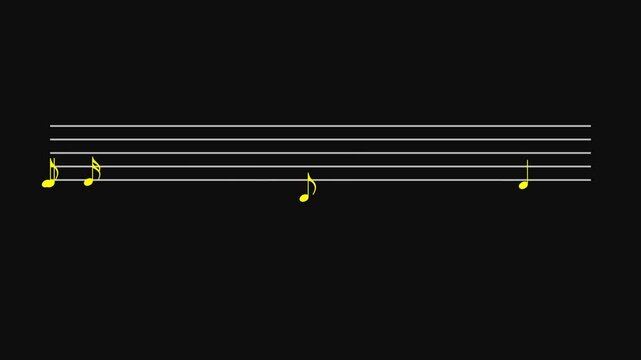 Musical Notation Animation &mdash; Notes Fly Along a Staff Path.