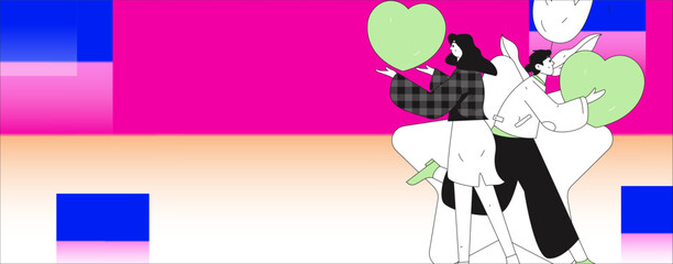 Happy Valentine's Day flat character vector concept business hand drawn illustration
