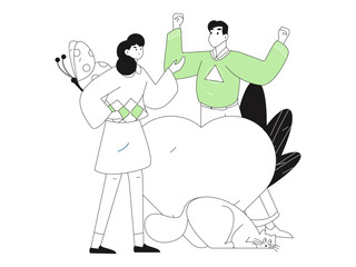 Happy Valentine's Day flat character vector concept business hand drawn illustration
