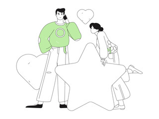 Happy Valentine's Day flat character vector concept business hand drawn illustration
