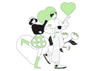 Happy Valentine's Day flat character vector concept business hand drawn illustration
