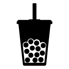 A silhouette of a cup of Boba tea with a straw a delicious refreshing drink