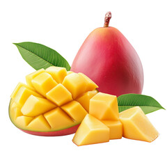 Fresh mango and pear on a white background