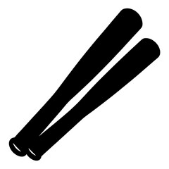 Pair of Baseball Bats Crossed Icon Black Silhouette Sport Equipment Graphic