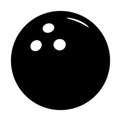Black and White Bowling Ball Icon Simple Graphic Design Element