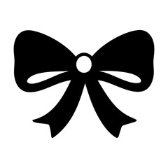 Elegant Black Bow with Central Pearl Decoration A Classic Gift Bow Illustration Simple Ribbon Design Perfect for Holiday Wrapping Festive Decoration and Party Supplies