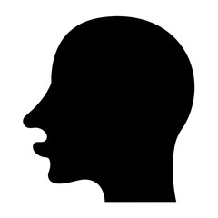 Black Silhouette of a Head in Profile View Showing Open Mouth