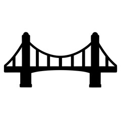 Black and White Icon of a Suspension Bridge Simple Design