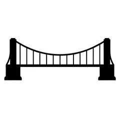 Simple Black Silhouette of a Suspension Bridge Icon Graphic Image