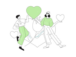 Happy Valentine's Day flat character vector concept business hand drawn illustration
